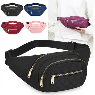 حقيبة خصر قابلة للتعديل للجنسين - سعة كبيرة متعددة الأقسام مع نسيج مبطن، معدات ذهبية اللون وسحاب إغلاق، نسيج متين للسفر والتنقل والجامعة - هدية مثالية للطلاب والبالغين، حقيبة ظهر للسفر، إكسسوار التنقل، تصميم نسيج مبطن، إغلاق سحاب آمن