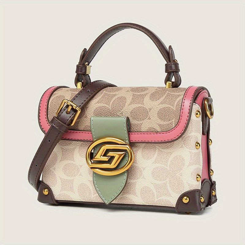 حقيبة كتف مربعة للنساء الجديدة لعام 2025 - حقيبة كلاسيكية مع نمط هندسي، إغلاق مغناطيسي، حزام قابل للتعديل، تفاصيل طلاء الحافة، بطانة بوليستر، حقيبة رسول، حقيبة إكسسوارات | حقيبة نمط هندسي | حقيبة مقبض متينة، حقيبة يد