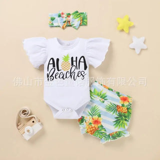 3pcs sets جديد born بنت toddler clothes طقم كم كشكش بنت clothing suits newest baby صيف matching قصير pants romper