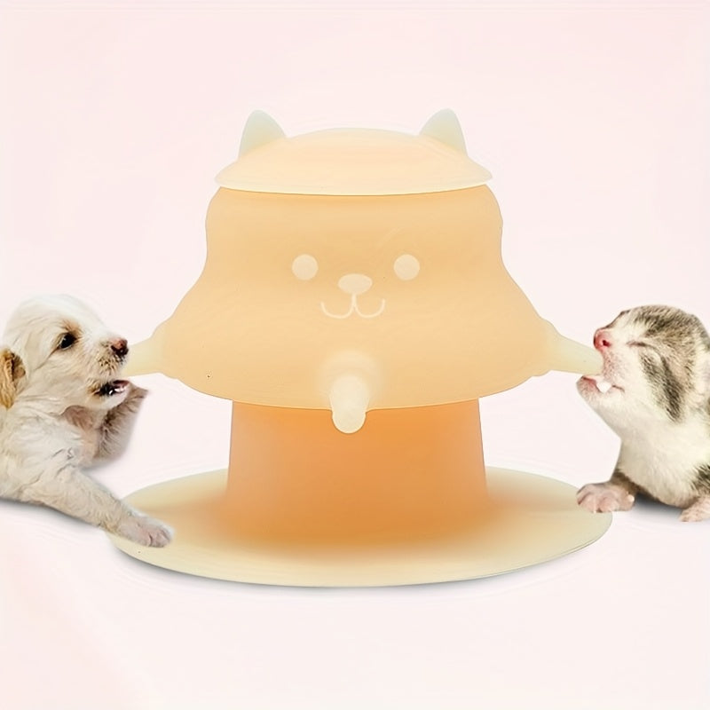 زجاجة رضاعة سيليكون لطيفة على شكل قط بقاعدة شفط قوية - مغذي متعدد للقطط الصغيرة لتوزيع الحليب والماء بسهولة، تصميم آمن للطعام، لون برتقالي، مثالي للحيوانات الأليفة الصغيرة، مستلزمات القطط الصغيرة