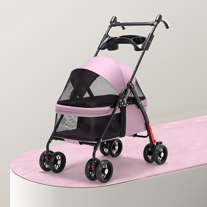 عربة حيوانات أليفة للقطط والكلاب – حاملة سفر خفيفة الوزن قابلة للطي لحيوانات صغيرة، بتصميم دب تيدي