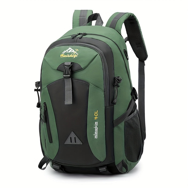 حقيبة ظهر أكسفورد سوداء سعة 40 لتر للتنزه، السفر والمغامرات الخارجية - خفيفة الوزن ومتينة مع أحزمة قابلة للتعديل، تصميم مثالي للتخييم وركوب الدراجات والاستخدام الطلابي