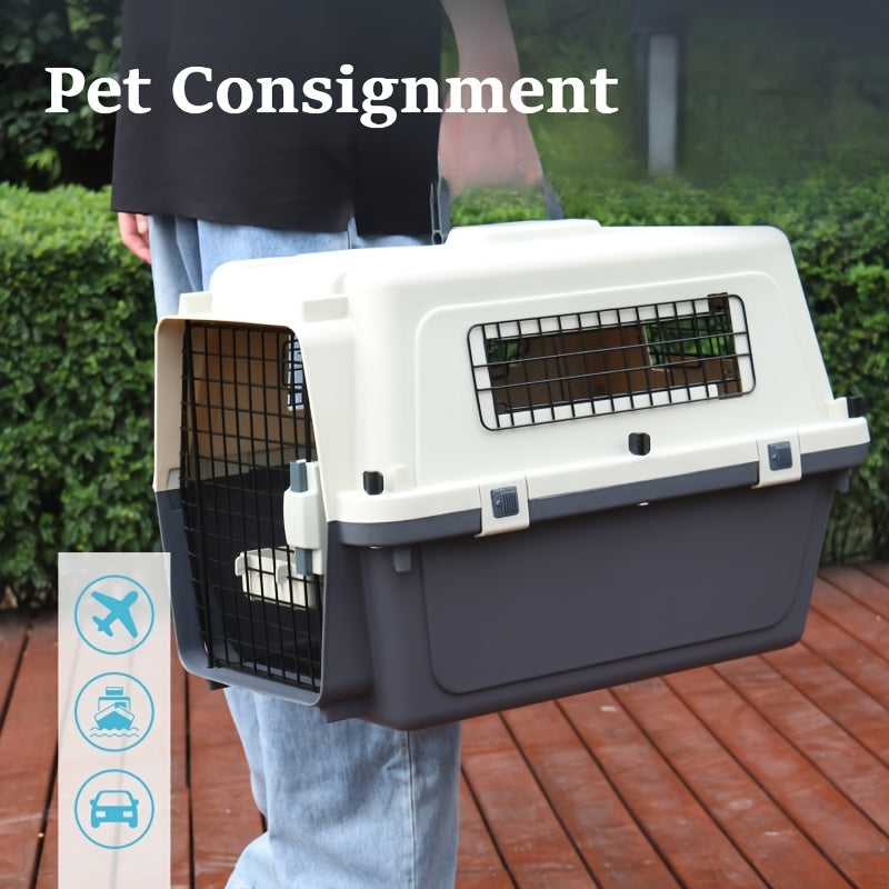 حقيبة حمل الحيوانات الأليفة متينة من البولي بروبيلين مع عجلات ومقبض - مقاومة للضغط والتآكل، معتمدة من قبل شركات الطيران لحمل القطط والكلاب، آمنة وخالية من الروائح، مثالية للنقل بالطائرة والسيارة والقطار، حقيبة نقل للحيوانات الأليفة | حقيبة حمل حيوانات ألي