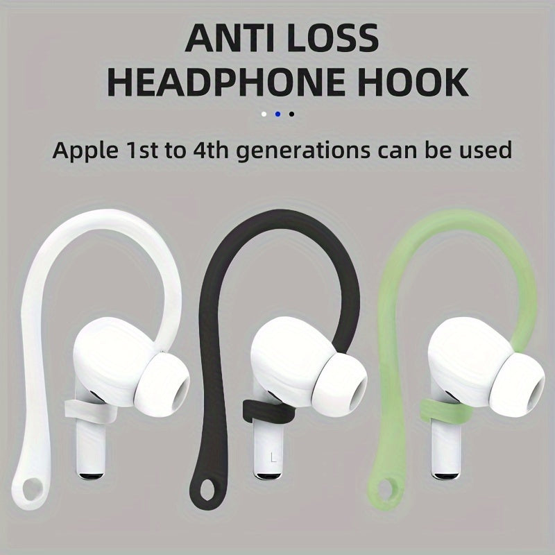خطافات أذن سيليكون قابلة للتعديل - مثالية لسماعات AirPods 1 و2 و3 وPro - مثبتات آمنة للسماعات اللاسلكية أثناء الجري والركض وركوب الدراجات والتمارين الرياضية - متوفرة بألوان متنوعة