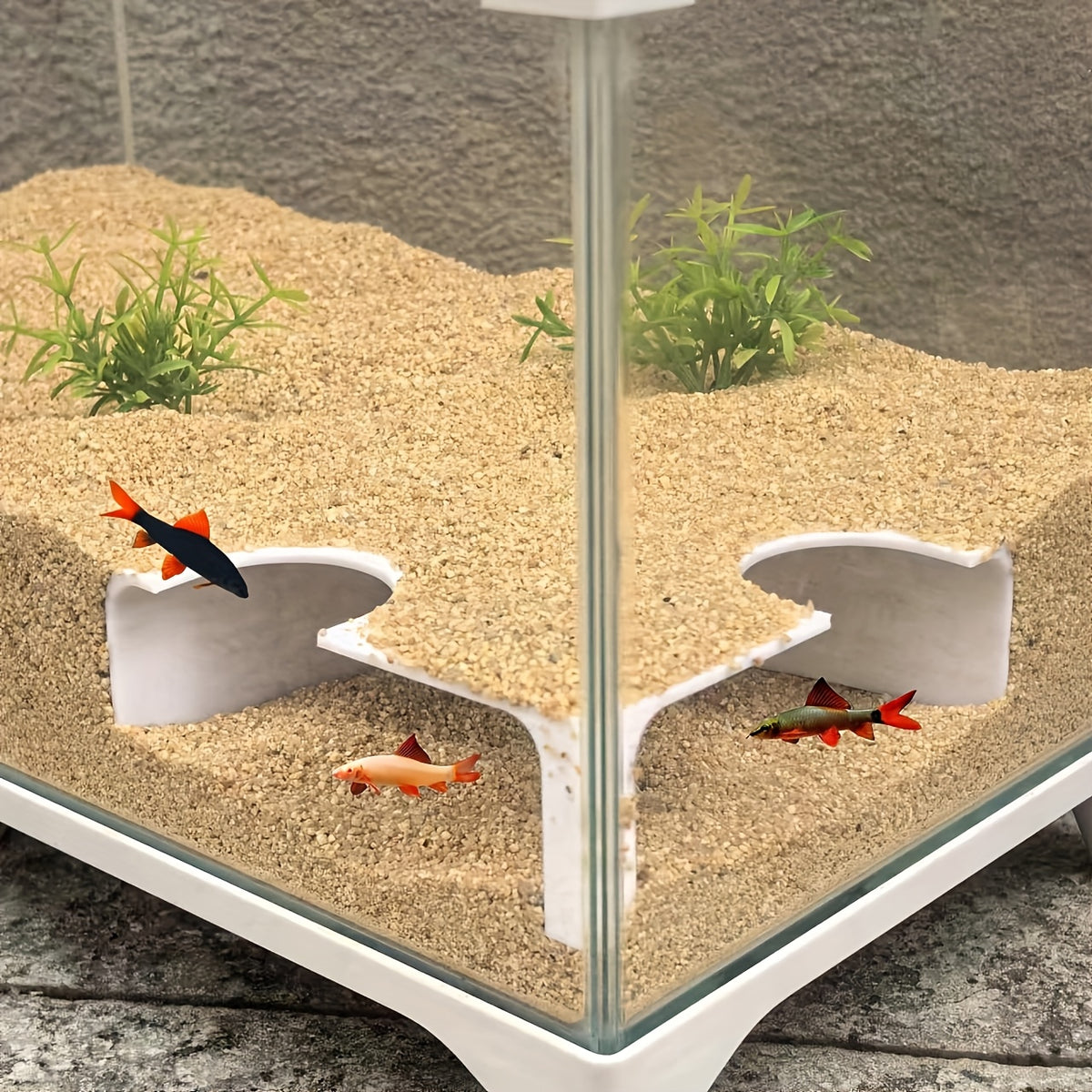 نفق زاوية قاع حوض السمك للاختباء الإبداعي للأسماك الزينة - كهف تحت الأرض مناسب لأحواض الأسماك الصغيرة