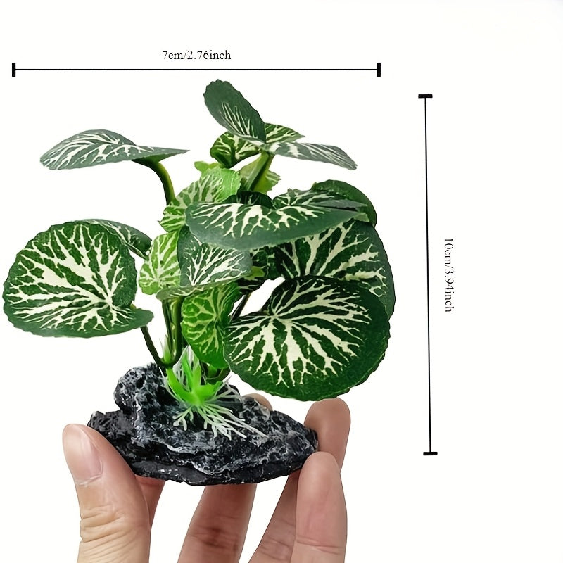 نباتات الحوض لتزيين حوض السمك، وسادة أوراق البيتا للأحجام الصغيرة، زينة للاختباء للسيخليد، إكسسوارات وعروض لحوض الأسماك الصغير، زينة السلحفاة والزواحف والأكسولوتل النباتات الاصطناعية (3 قطع)