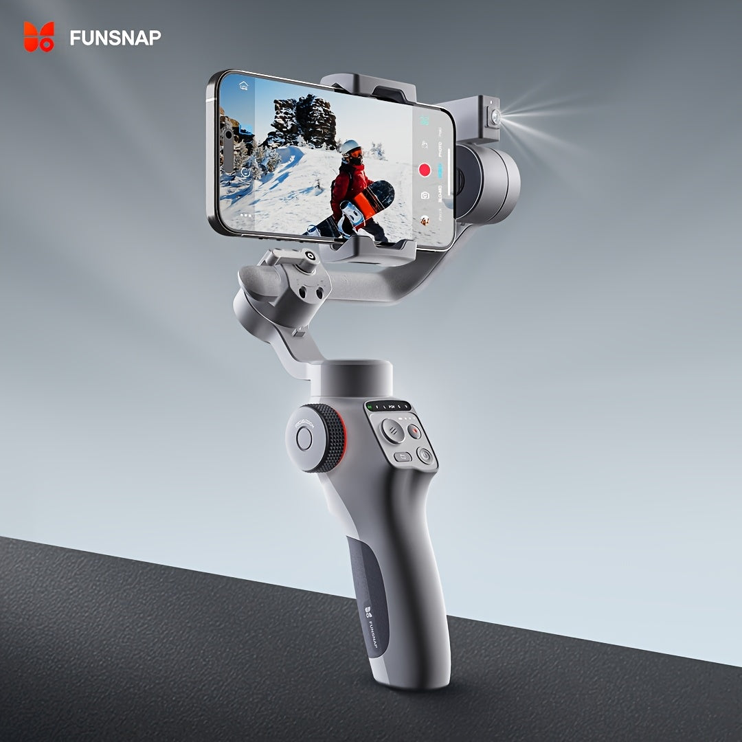 مجموعة Funsnap Capture 5 Combo Kit 3-أxe لجهاز الهاتف الذكي مع مثبت LCD Display 360° قابل للدوران ومضاد للزلق مع كاميرا AI Active Tracker Module Mini Tripod 400g Payload بديل للوزن الأكبر مثل سلسلة iPhone Series Huawei Mate Pro