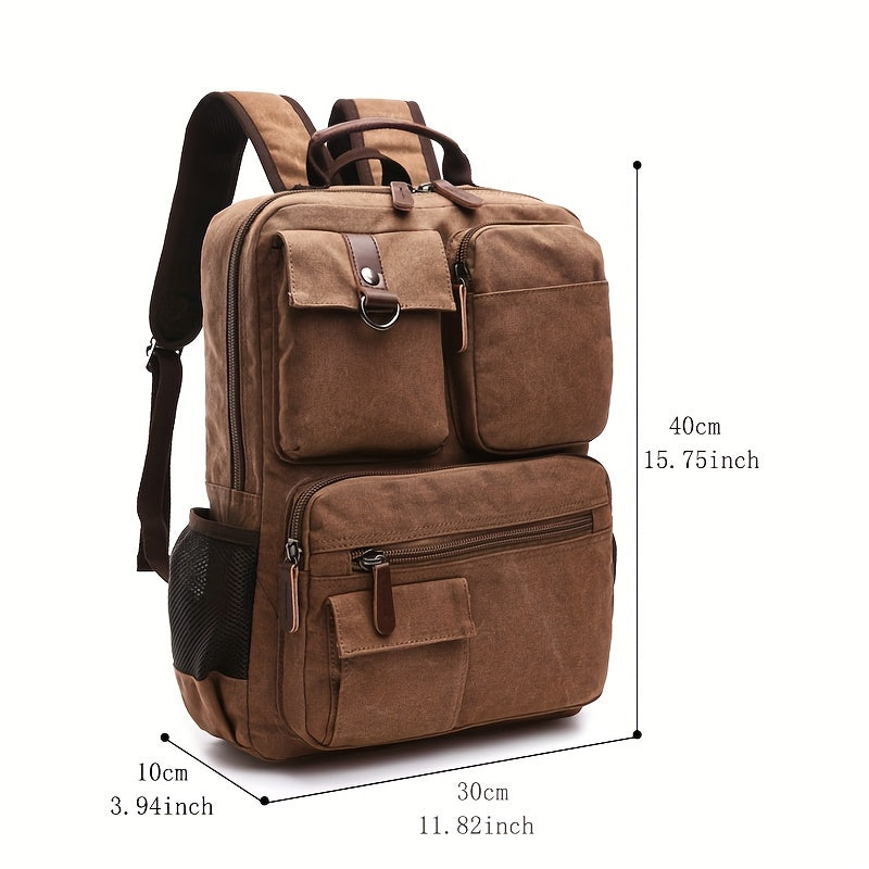 حقيبة ظهر كاجوال من قماش الكانفاس مع حزام قابل للتعديل وطبقة من البوليستر