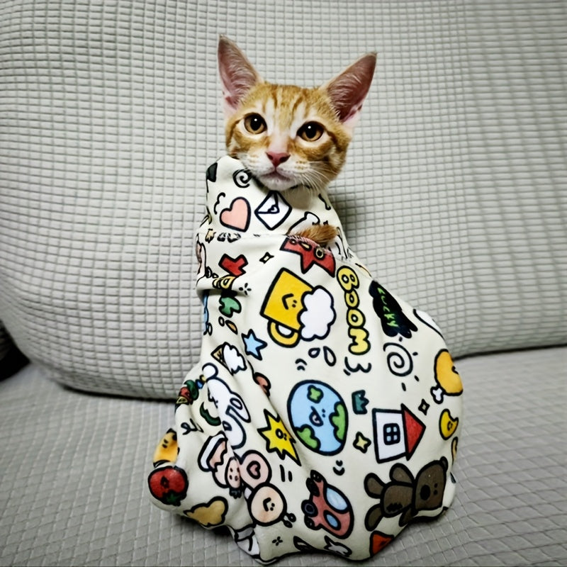 قماش لف القطط كبير م 79.98 سم × 79.98 سم - مضاد للفرار، تنظيف الأظافر وتنظيف القطط، قابل للغسل ومتين، أساسيات تنظيف الحيوانات الأليفة | تصميم قطط لعبية | طقم قابل للغسل، ملحقات القطط، بدون بطارية