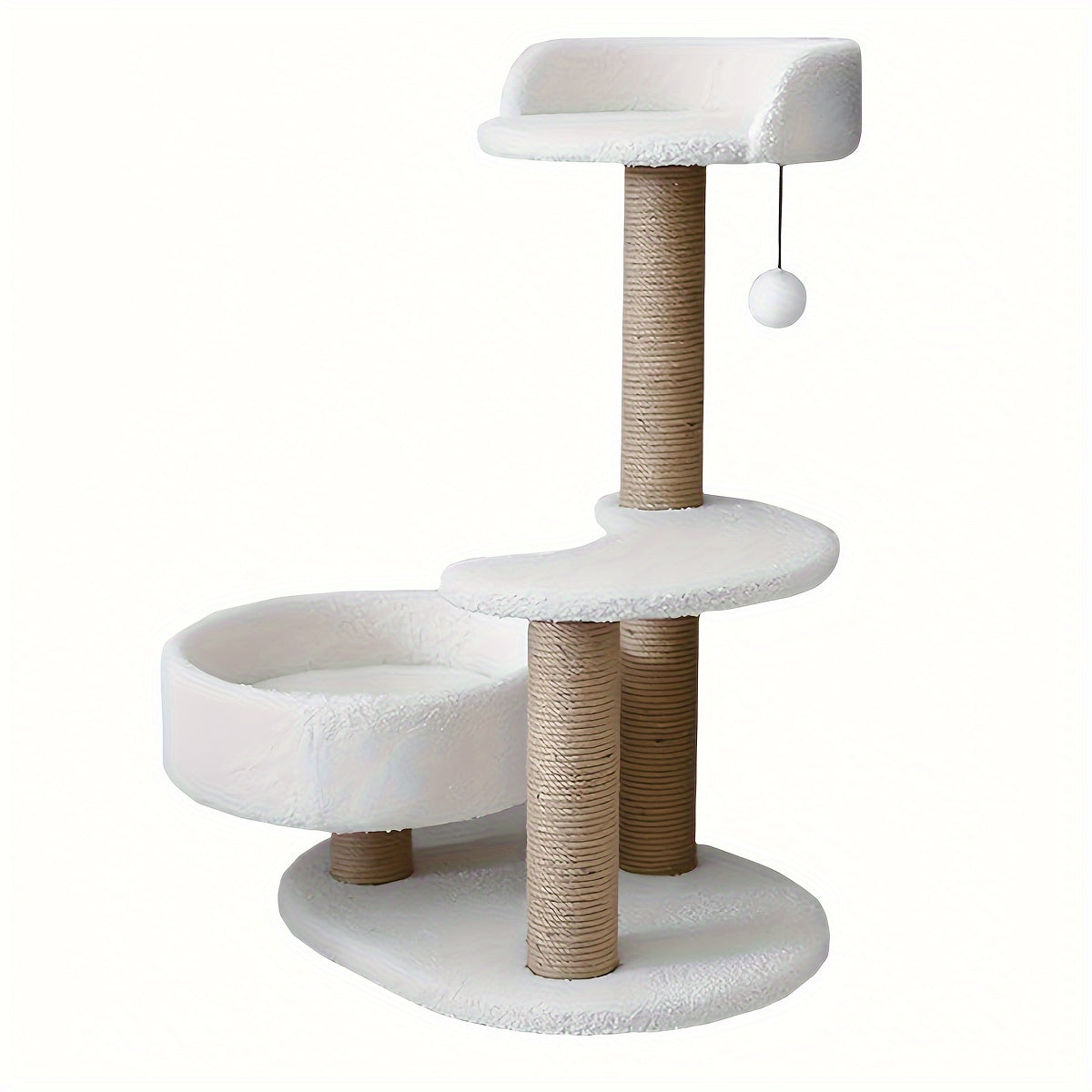 شجرة تسلق القطط 1 قطعة، إطار تسلق للقطط، منتج ترفيهي للقطط، متين، لا يتساقط، برج قطط من الفرو مع منصة قفز ومنطقة نوم، منتج شامل متعدد الطبقات للقطط - ريش صناعي