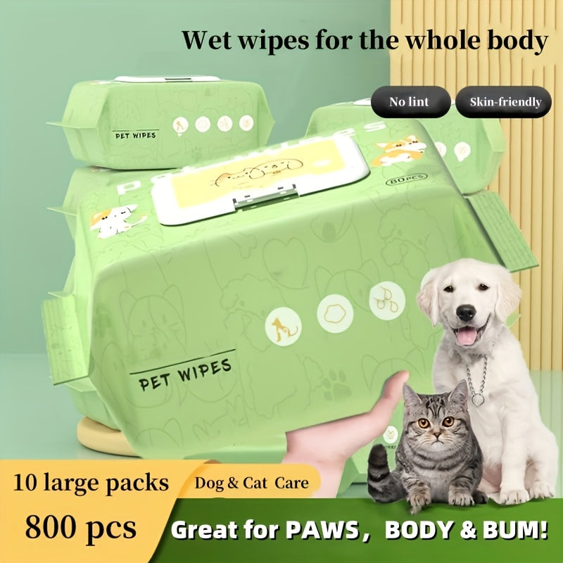 80 قطعة من مناديل العناية بالحيوانات الأليفة للكلاب والقطط - بدون رائحة - مناديل تنظيف مثالية للجسم، الأذنين، الوجه والجلد