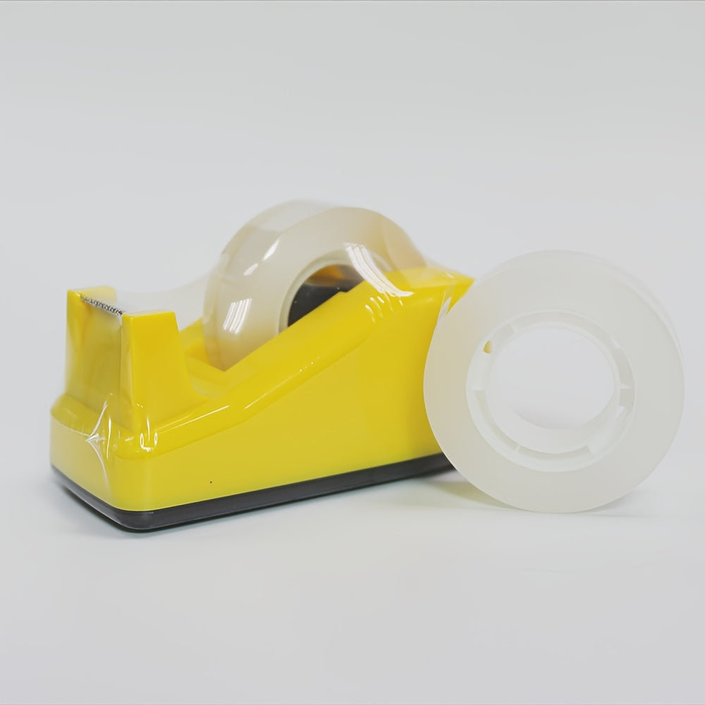 قطاعة شريط شفافة أساسية للمكتب والدراسة! مع لفة واحدة من الشريط اللاصق عالي الوضوح لأداة اللصق المحمولة على المكتب. أدوات طلابية/تغليف ملفات/DIY متعددة الاستخدامات