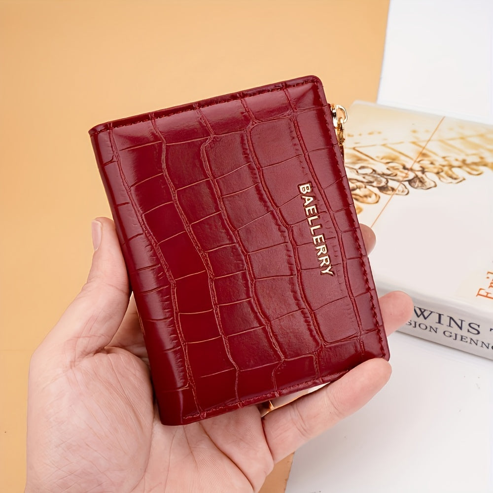 محفظة بسيطة مصنوعة من البوليستر ومبطنة بالبوليستر ومزودة بفتحات لحمل البطاقات والنقود والصور، ومزودة بفتحة لحمل العملات المعدنية بسحاب وبتفاصيل متباينة، لون أسود - قطعة واحدة