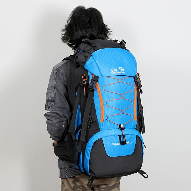 حقيبة ظهر كبيرة السعة للرجال - نايلون متين، حزام قابل للتعديل، عدة أقسام، سحاب، مثالية للتخييم والسفر لمسافات طويلة، معدات التخييم | حقيبة ظهر بتصميم قابل للتعديل | سحابات متينة، حقيبة ظهر للمشي لمسافات طويلة