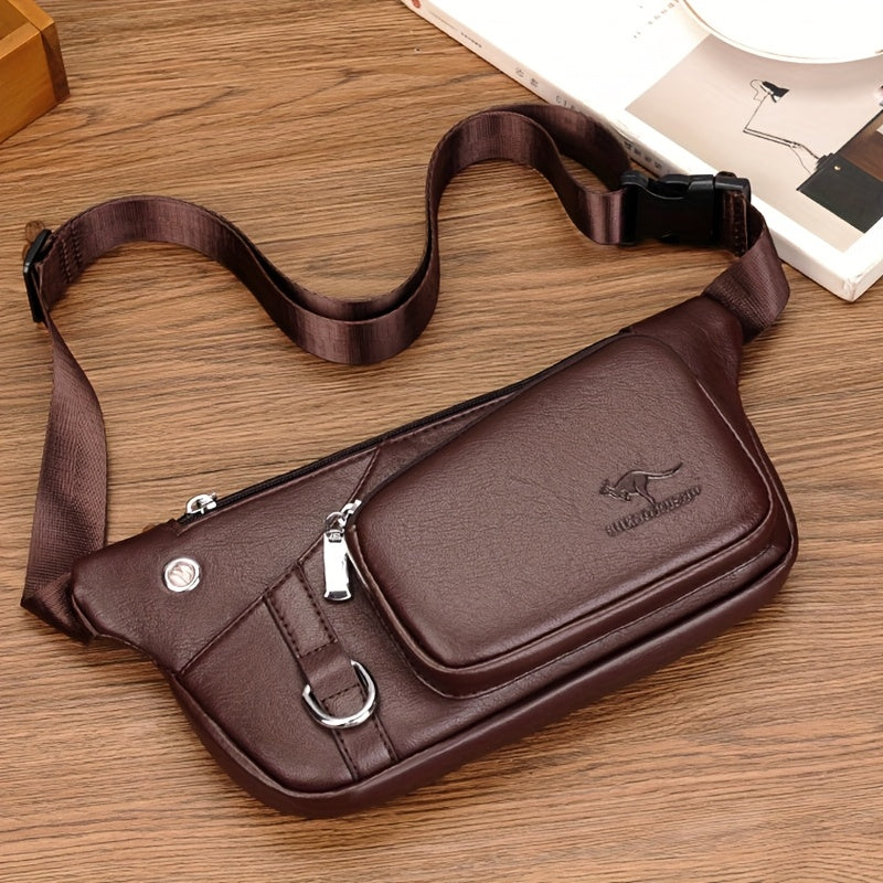 حقيبة خصر رجالية متعددة الوظائف مع أربعة جيوب ومحمولة للجسم مناسبة للجري، المشي لمسافات طويلة والاستخدام اليومي