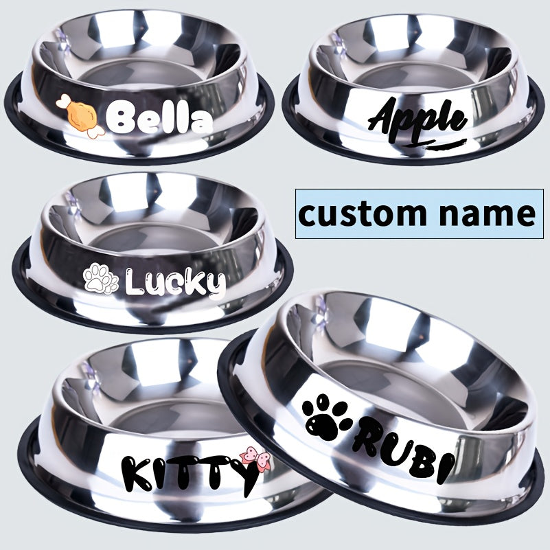 أطباق طعام الحيوانات الأليفة المصنوعة من الفولاذ المقاوم للصدأ غير قابلة للانزلاق، أطباق طعام الحيوانات الأليفة الشخصية مع نقش الاسم، موزع طعام معدني متين للقطط والكلاب، مثالي للماء والطعام، هدية مثالية للاستخدام في الأعياد والذكرى