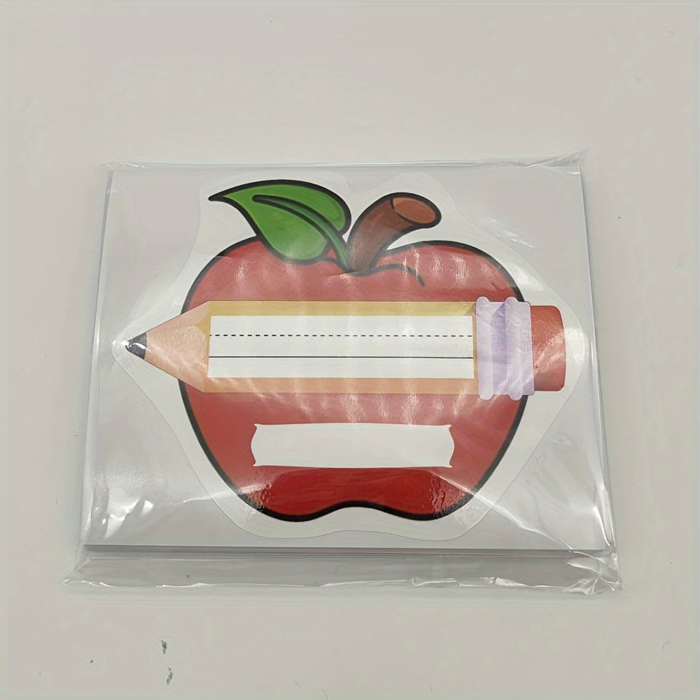 ملصقات أسماء مكتبية على شكل تفاح من الورق، علامات أسماء للمكتب بحجم 4 بوصات، باللغة العربية، عبوة تحتوي على 30 قطعة