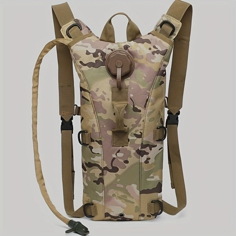 1 حقيبة ترطيب مموهة مع كيس ماء 3 لتر، حقيبة ظهر مائية بطول 44.96 سم للمشي لمسافات طويلة في الهواء الطلق، وركوب الدراجات، والجري، والمشي، والتسلق - تصميم مريح مع حزام القص و مشابك على شكل حرف D