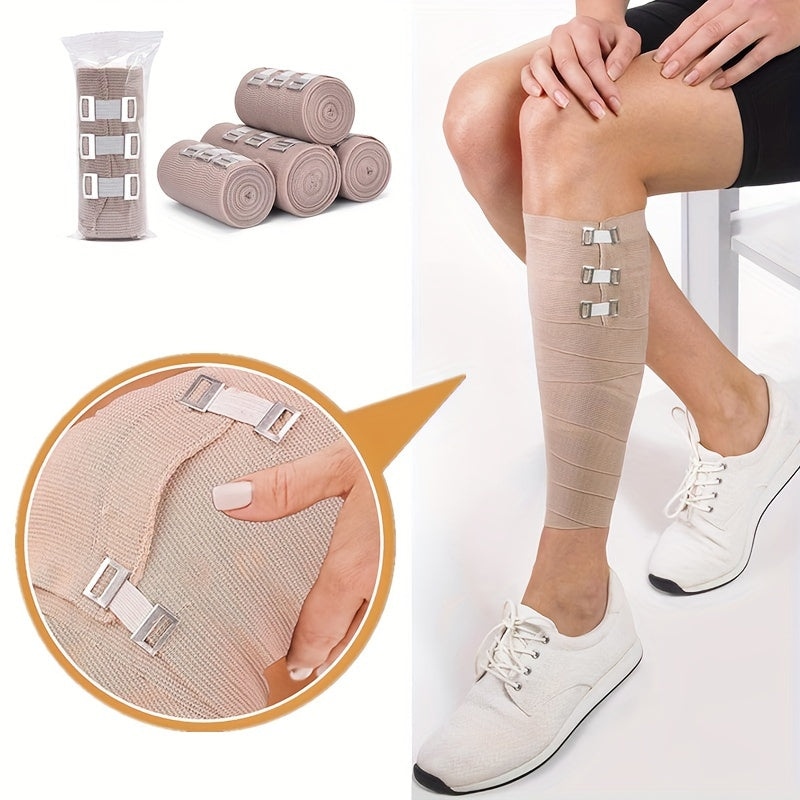 لفافات ضغط قابلة لإعادة الاستخدام – 4 قطع + 16 مشبك إضافي – شريط مطاطي مرن مع إغلاق مشبك لضمادات ضغط قوية – لفافات للمعصمين، الكاحلين، القدمين، والركبتين للضغط والدعم