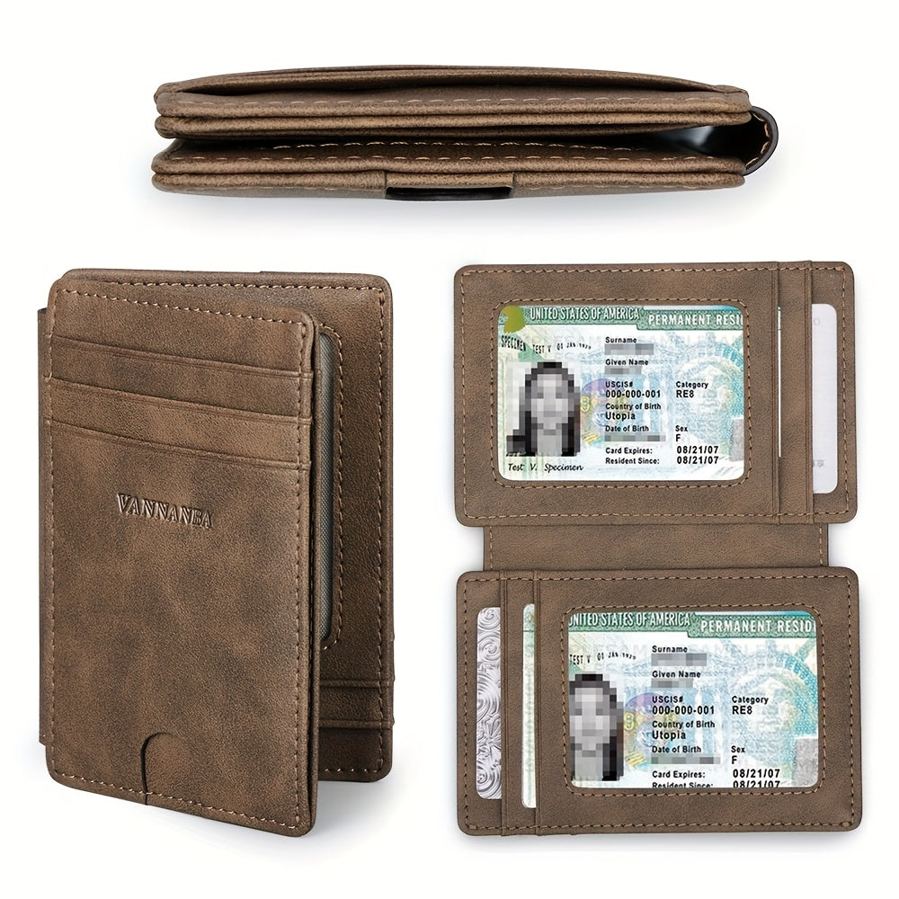 حقيبة بطاقات رجالية مينيمالية فائقة الرقة، مع حماية RFID ضد السرقة، متعددة الفتحات قابلة للطي بشكل مزدوج، خيارات ألوان متعددة، مناسبة للأعمال والترفيه والأزياء العصرية والرجعية