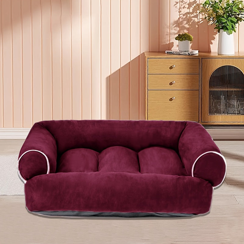 سرير مربع للحيوانات الأليفة كبير الحجم ومريح وناعم، مناسب لجميع الفصول، مع وسادة مربعة، مناسب للكلاب والقطط الكبيرة والمتوسطة، سرير كلب مستطيل سميك - مرتبة أريكة للكلاب مريحة مع قاعدة مضادة للانزلاق.