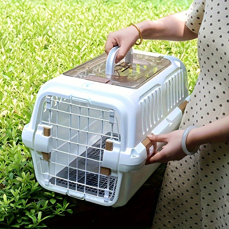 صندوق نقل الحيوانات الأليفة المتين من البولي بروبيلين مع إغلاق آمن للقطط والكلاب، قفص سفر للحيوانات الأليفة، صندوق الطائرة، مستلزمات الحيوانات الأليفة