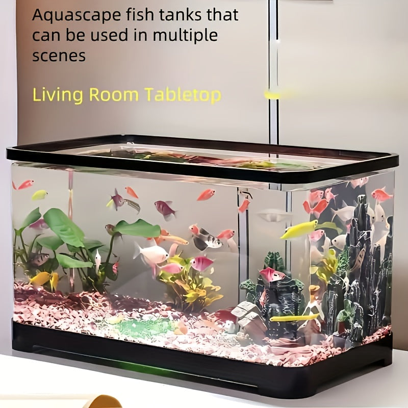 1 قطعة حوض أسماك أكريليك شفاف عالي الوضوح للبيت مع فتحة علوية لمراقبة الأسماك، مناسب للسلاحف والجمبري وأسماك الذهب والسرطانات والضفادع والطحالب - حوض أكواريم بيئي واضح لسطح المكتب