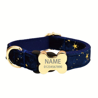 طوق كلب مُخصص بنجمة خضراء وريشة مع بطاقة تعريف معدنية محفورة - اسم وهاتف حسب الطلب، قابل للتعديل، مصنوع من البوليستر الناعم والمتين - هدية مثالية لعشاق الحيوانات الأليفة!