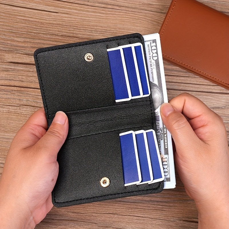 محفظة رجالية من جلد البولي يوريثان الائتمانية وحامل البطاقة ومشبك النقود المعدنية