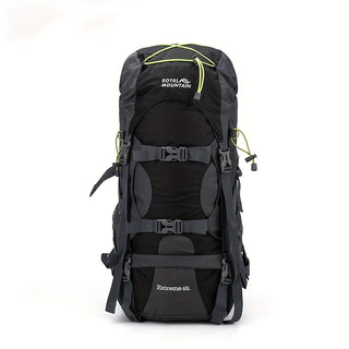 حقيبة ظهر كبيرة السعة 65 لتر للتنزه الخارجي، خفيفة الوزن ومتعددة الاستخدامات مع غطاء مطر، تصميم حزام شبكي مسامي، متعددة الأقسام، مناسبة للتخييم والرياضة الخارجية والسفر ومعدات التنزه