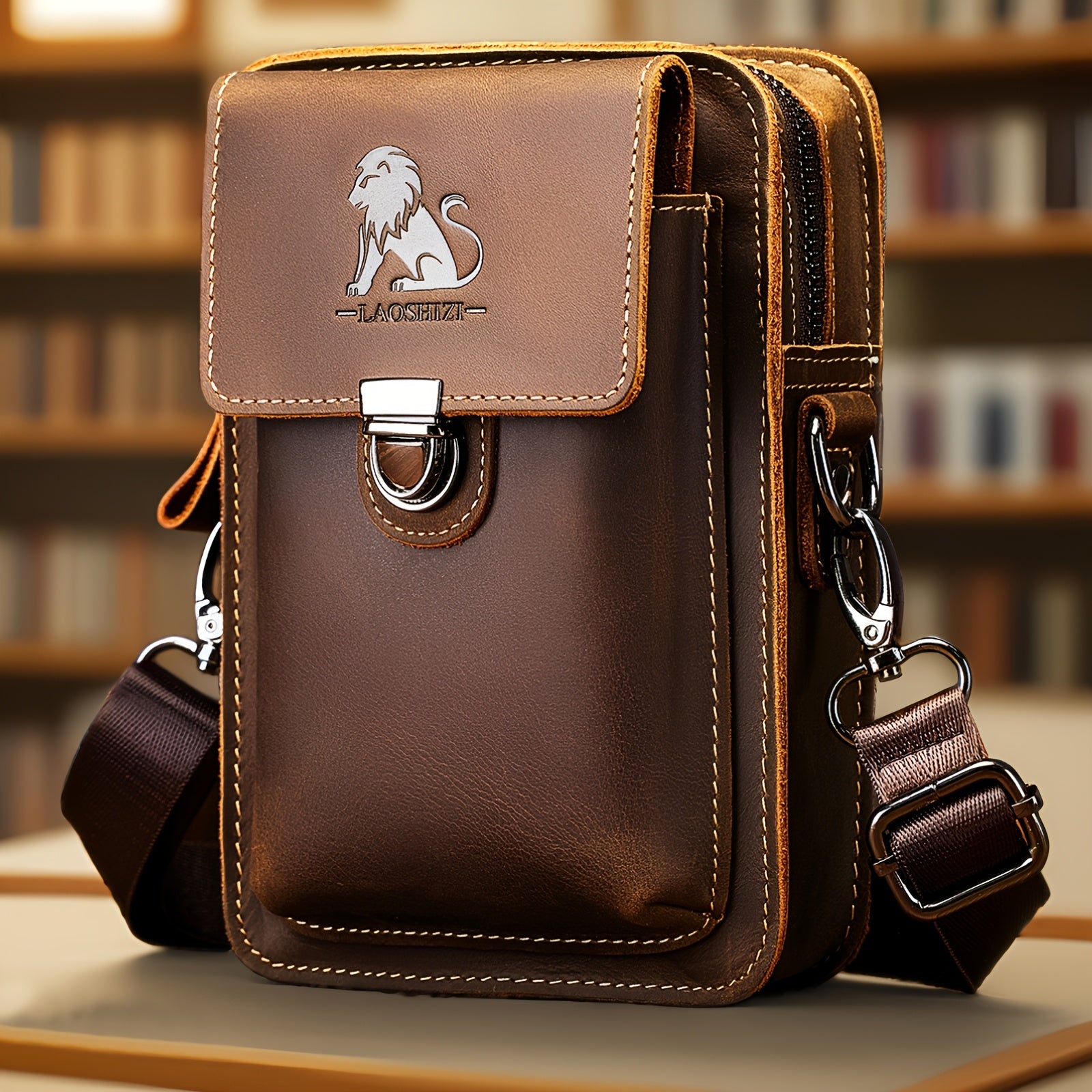 حقيبة جلدية حقيقية من ماد هورس، مع حلقة كارابينر، ملابس عادية من الجلد الحقيقي، حقيبة خصر للهاتف المحمول من الجلد الحقيقي، فتحة بطاقة لحقيبة كتف واحدة للجوال، طبقة علوية من جلد البقر الحقيقي متعددة الوظائف، حقائب خصر عصرية وعملية مناسبة لعيد الحب، عيد الأ