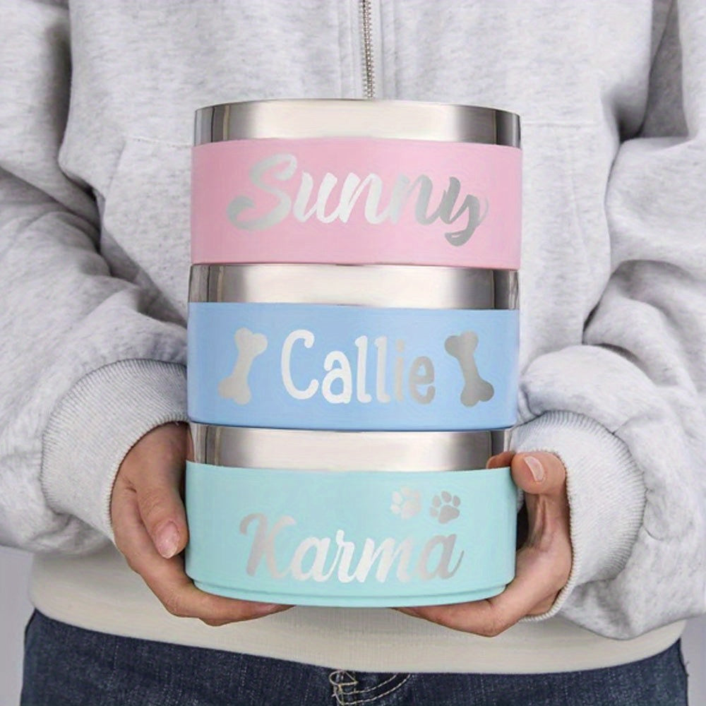 وعاء الحيوانات الأليفة المخصص، وعاء طعام من الفولاذ المقاوم للصدأ مع اسم محفور، هدية فريدة للكلاب، هدايا لمحبي الحيوانات الأليفة، مناسب لجميع الفصول