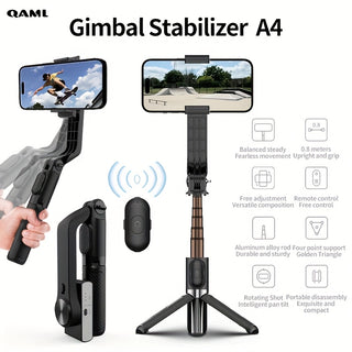 حامل ثلاثي للرأس A4 من QAML، شحن USB، مصنوع من مادة ABS، حامل سطح المكتب قابل للدوران بزاوية 270 درجة، حامل هاتف ذكي قابل للتعديل للبث المباشر، التصوير الفوتوغرافي، 400 مللي أمبير - لجهاز for iphone ولجهاز for samsung