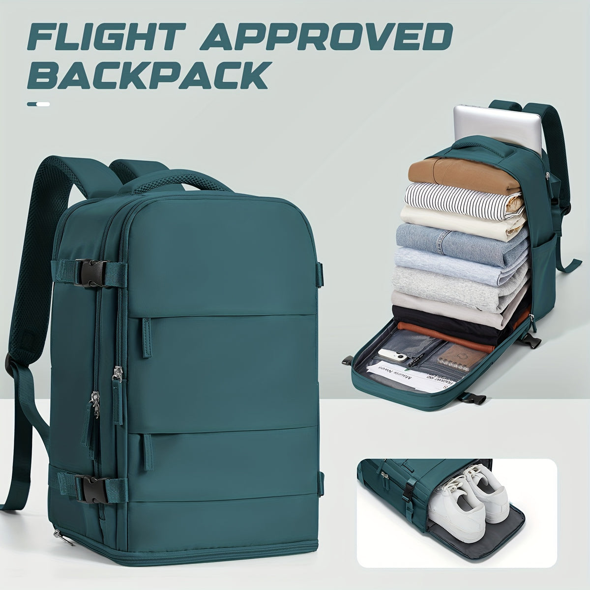 حقيبة كتف رجالية للسفر، خفيفة وسعة كبيرة للرجال والنساء بدون شحن، 40x20x25 سم مع جيب للأحذية، حقيبة ظهر للاستجمام الخارجي ورحلات العمل قصيرة المسافة الخيار الأول لحقائب الكمبيوتر