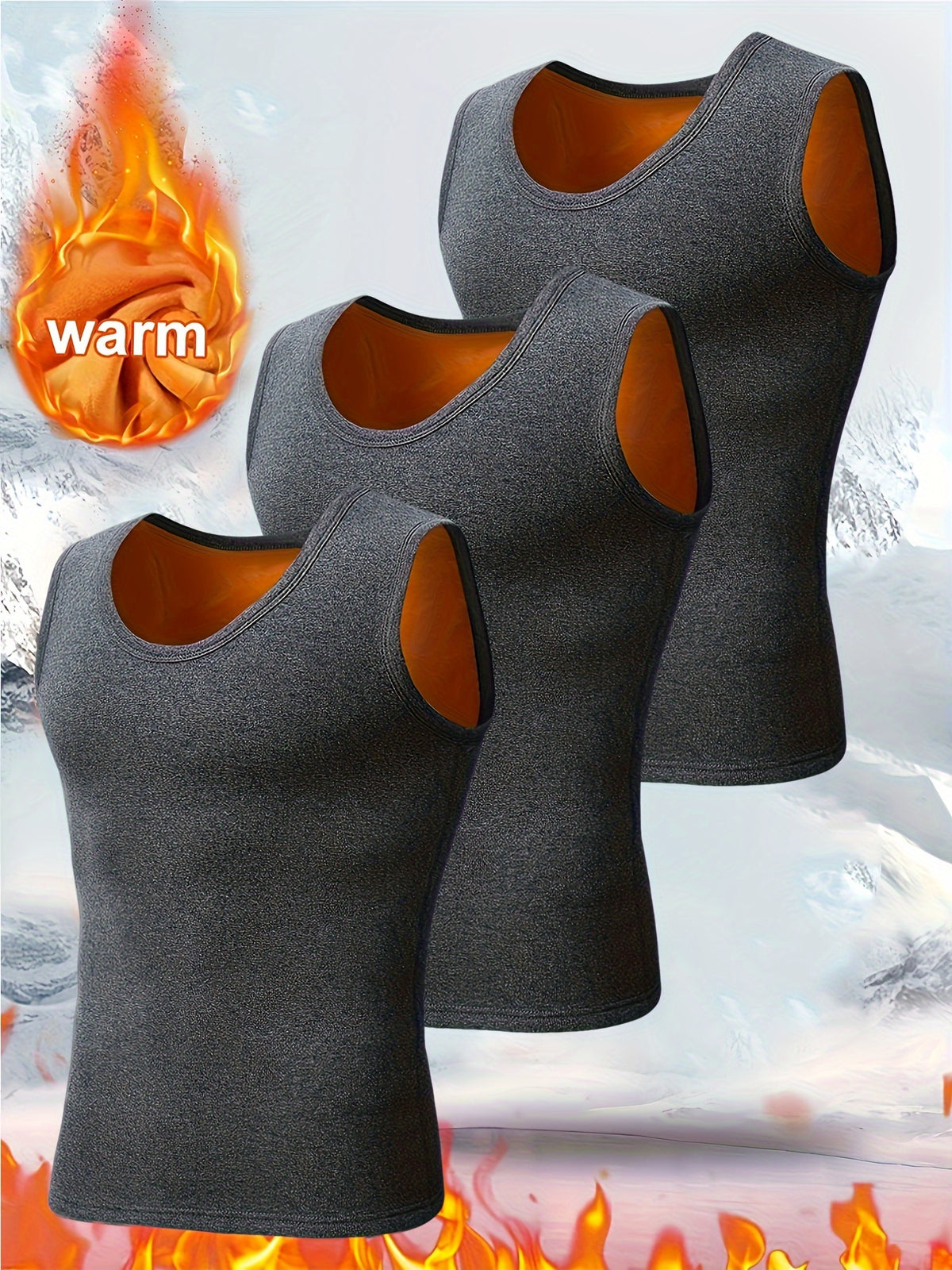 3 قطع من قمصان الرجال الحرارية من الصوف الذهبي - دافئة للغاية، مقاومة للرياح ومطاطية للأنشطة الخارجية | مثالية للخريف/الشتاء