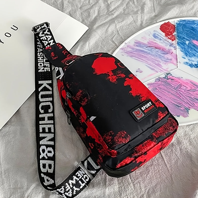 حقيبة كروسبودي أكسفورد متينة للرجال - خفيفة، قابلة للتنفس مع حزام قابل للتعديل للسفر اليومي والأنشطة الخارجية، أحمر