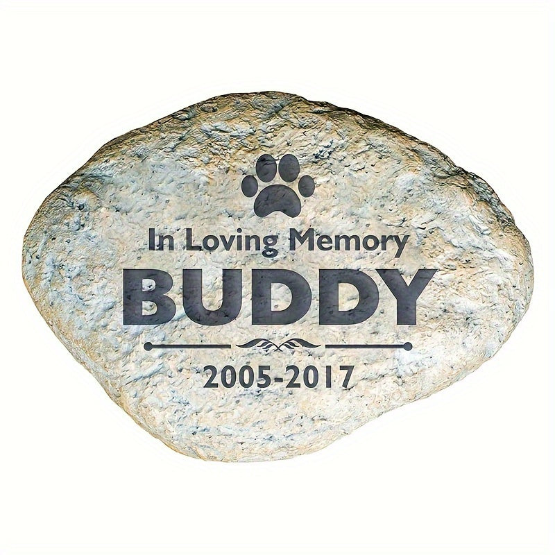 حجر تذكاري للحيوانات الأليفة بنقش بصمة الكف المخصص - علامة قبر الكلب المتينة والمقاومة للماء للحديقة الخارجية أو المقبرة المؤقتة