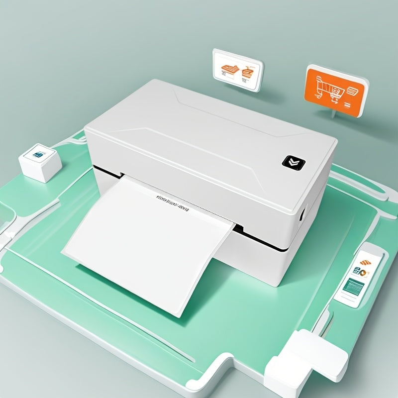 طابعة ملصقات حرارية لاسلكية بحجم 4x6 للأعمال الصغيرة متوافقة مع الهواتف الذكية والكمبيوتر تستخدم لطباعة ملصقات الشحن، طابعة ملصقات حرارية، للاستخدام في التجارة الإلكترونية والمراكز التوزيعية والمكاتب