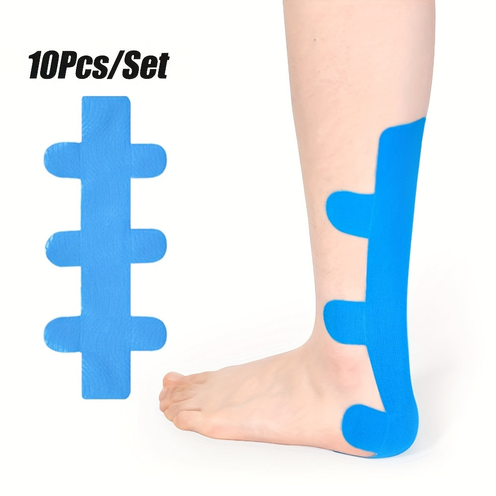 10 قطع من شريط الكينزيولوجي المقطع مسبقًا - مرن، قابل للتنفس، شريط دعم رياضي خالٍ من اللاتكس للجري، والمشي، وركوب الدراجات - مثالي لاستقرار الكاحل، والركبة، والكتف، والظهر، وشريط الكينزيولوجي للكاحل، وأدوات المشي، وتصميم مرن، وصنع خالٍ من اللاتكس