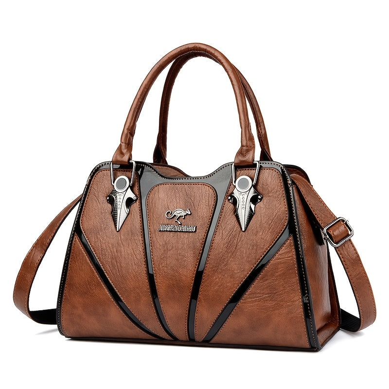 حقيبة يد نسائية أنيقة - حقيبة كتف وكتف متعددة الاستخدامات مع حزام قابل للفصل، إغلاق بسحاب، وبطانة بوليستر - متوفرة باللون الأسود، الأزرق، الكراميل، الأرجواني الداكن، الأحمر، الرمادي