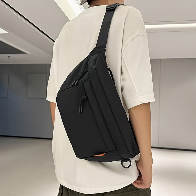 حقيبة كتف كاجوال للرجال - سعة كبيرة، حزام قابل للتعديل، أقسام بسحاب، شبكة خفيفة الوزن ومسامية للاستخدام اليومي في الصالة الرياضية والسفر - أسود، حقيبة سفر آمنة | حقيبة سوداء أنيقة | إغلاق بسحاب متين، حقيبة كروس