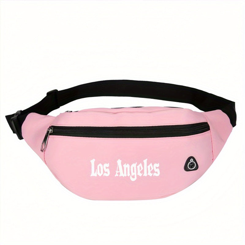 1 قطعة حقيبة كتف لوس أنجلوس رجعية قابلة للتعديل - تصميم رياضي عالي الجودة بنقشة هندسية، متعددة الاستخدامات للتجوال والركض وركوب الدراجات والتنقل اليومي - قماش متين، حزام قابل للتعديل (70 سم)، أسود، تصميم علامة مرئية، إغلاق بسحاب آمن