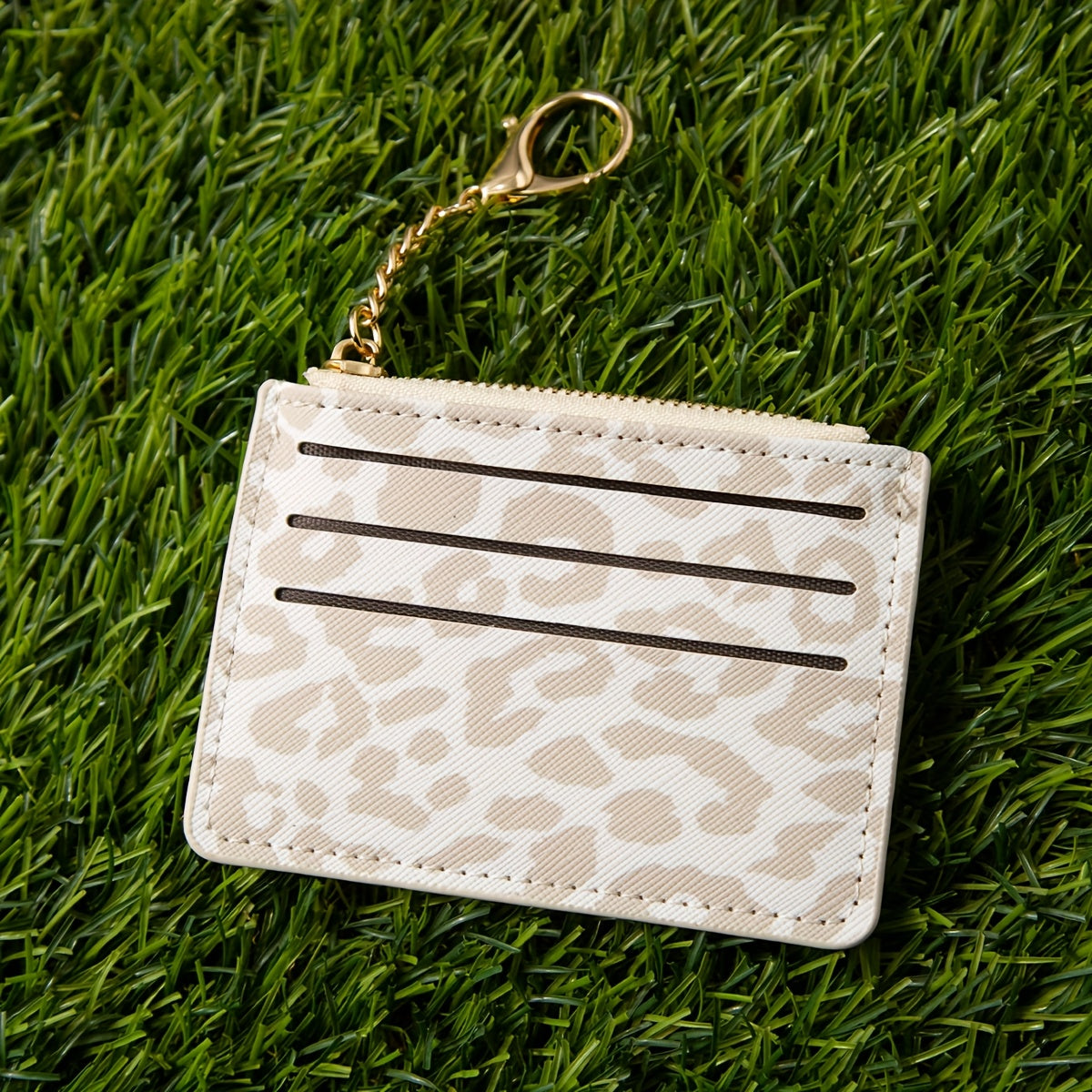 محفظة صغيرة بسحاب مطبوعة بأزهار أنيقة مع سلسلة مفاتيح - حامل بطاقة سفر رفيع للغاية، فتحات متعددة للنقود والأساسيات، هدية أنيقة للنساء، هدية عيد الحب/عيد الميلاد/كريسماس، محفظة لطيفة