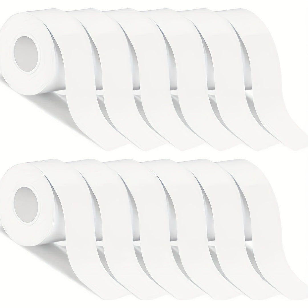 12 لفة (أبيض) شريط ملصقات D30 متواصل، 15 مم × 4 م / 0.59 بوصة × 13.12 قدم، ورق حراري ذاتي اللصق متوافق مع آلة صنع الملصقات D30
