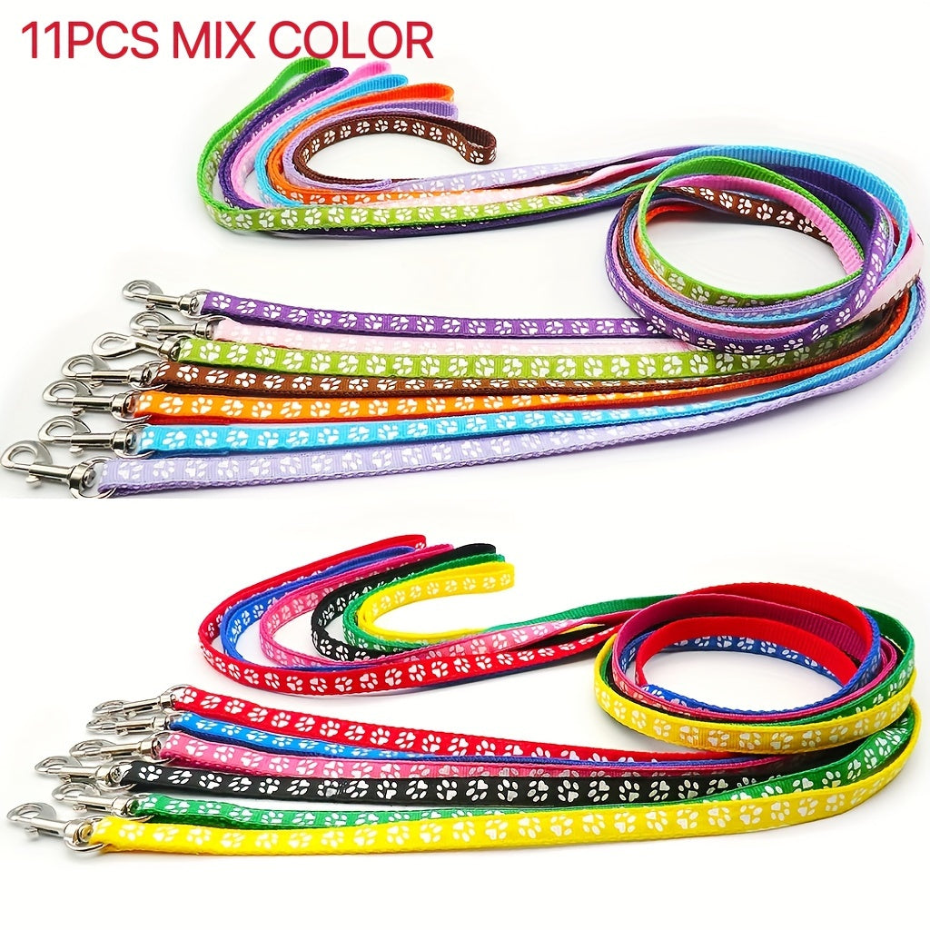 مجموعة مقاود للكلاب والقطط من 11 قطعة، مقود قابل للتعديل للجرو، للمشي في الهواء الطلق، مقود لجاك راسل تيرير وشناوزر