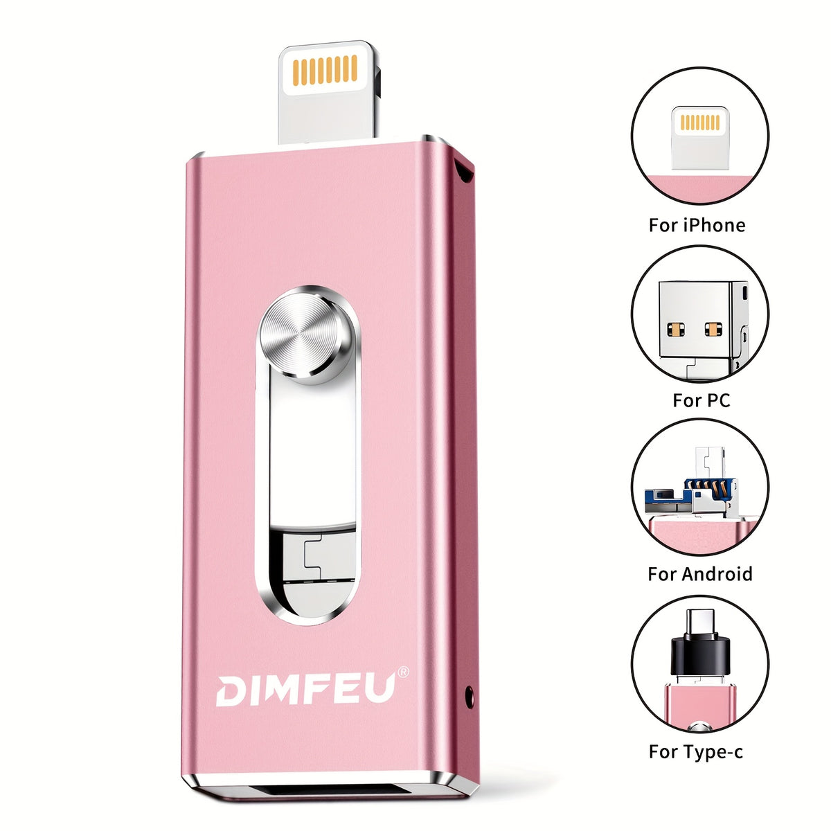 محرك أقراص فلاش بسعة 256 جيجابايت مخصص لـiPhone، ذاكرة تخزين بمساحة 128 جيجابايت و64 جيجابايت و32 جيجابايت لملفات الصور والفيديو النسخ الاحتياطي، متوافق مع iPhone iPad Android PC، قم بالتوصيل واستخدم