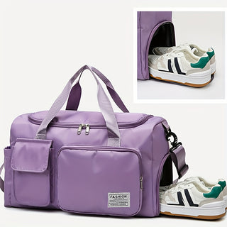 حقيبة رياضية للسفر بسعة كبيرة من ewukds مع قسم للأحذية وفصل للجاف والرطب - حقيبة دافل نايلون متينة للنساء/الرجال، للاستخدام اليومي والرياضة، أساسيات الطالب، حاملة معدات الرياضة | تصميم أمتعة عصري | جيوب منظمة وظيفية، حقيبة رياضية