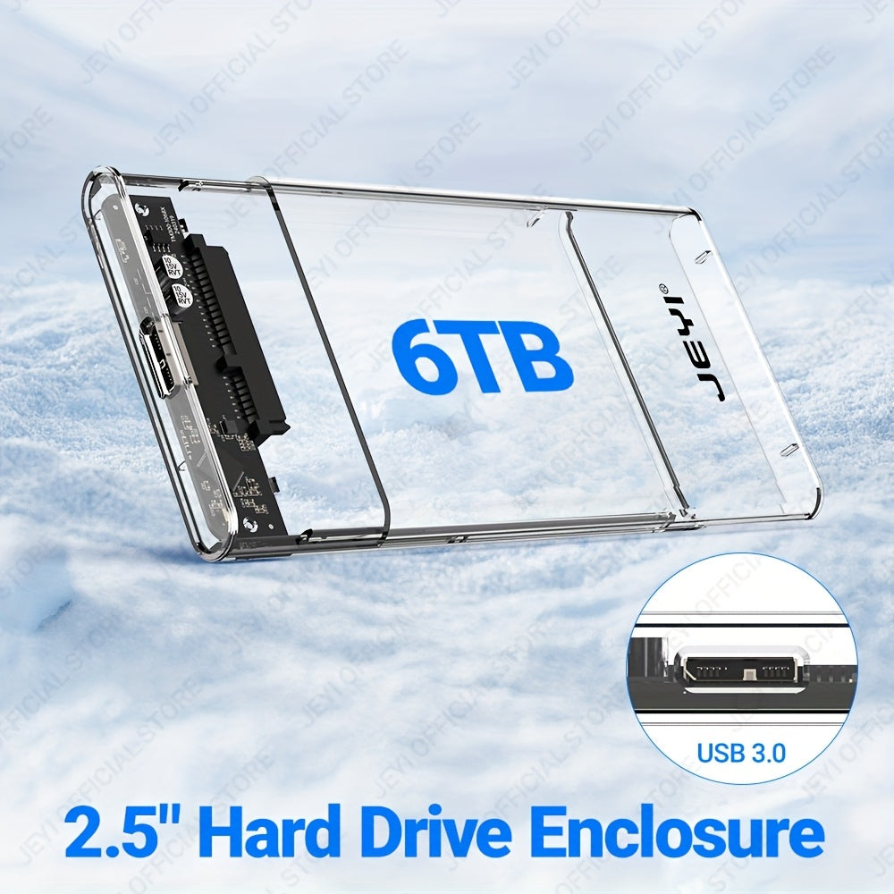 حافظة صلبة خارجية JEYI Ranger 2.5 بوصة - من USB 3.0 إلى SATA III، بدون أدوات، خيار واضح، تدعم صلبة SATA HDD وSSD بقياس 2.5 بوصة 7 مم/9.5 مم، حتى 6 تيرابايت، متوافقة مع الكمبيوتر المحمول، تصميم أنيق، دعم عالي السعة