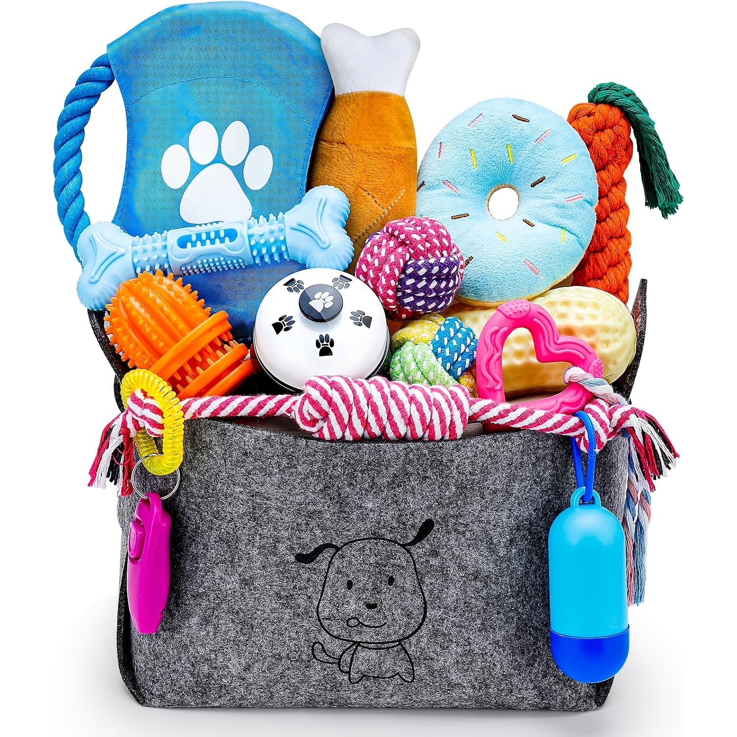 مجموعة ألعاب كلب متينة من 13 قطعة - ألعاب مضغ غير قابلة للتدمير لجميع السلالات، ألعاب حبل وناعمة تفاعلية لتنظيف الأسنان واللعب