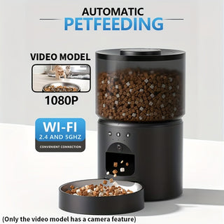 موزع طعام ذكي للحيوانات الأليفة - دلو تخزين طعام بسعة كبيرة مقاوم للرطوبة، تحكم عن بعد عبر التطبيق/تغذية موقوتة، كاميرا عالية الدقة مع اتصال صوتي ثنائي الاتجاه، تصميم مضاد للاتداخل وتذكير بنقص الطعام، متوافق مع طعام القطط والكلاب والأطعمة الجافة، مناسب لع